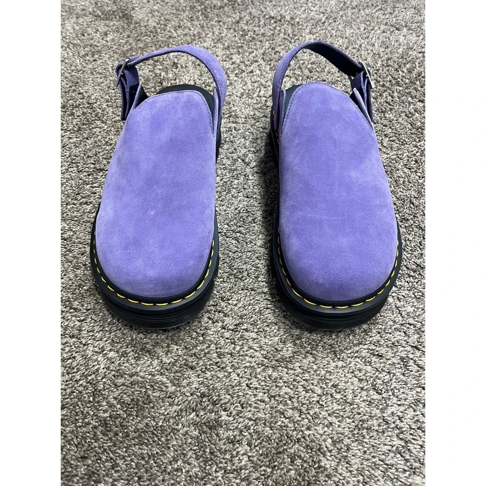 Dr Martens Zebzag Mules Mens 14 Purple Suede Leather Platform Slingback Strap